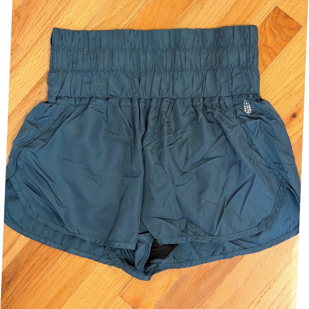 Free People FP Movement The Way Home Shorts Teal Blue High Waist Size L